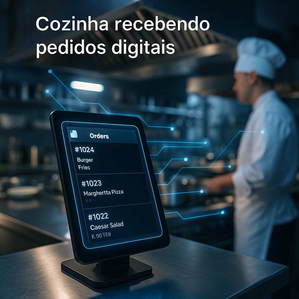 Cozinha recebendo pedidos digitais